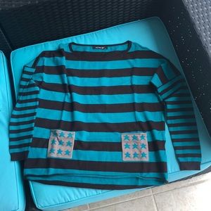 NWOT Blue and Brown Light Sweater